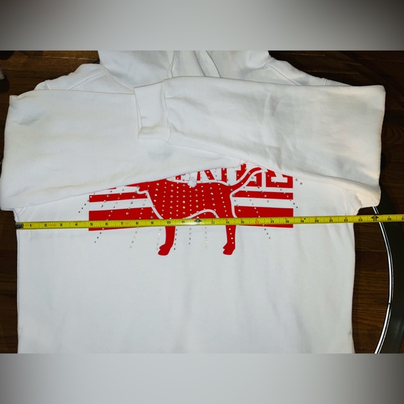 VS PINK~ White Sweatshirt w/ Red Dog Bling Design - Picture 12 of 14